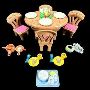 Vintage Fisher Price Loving Family Celebration Dining Room and Food Accessories